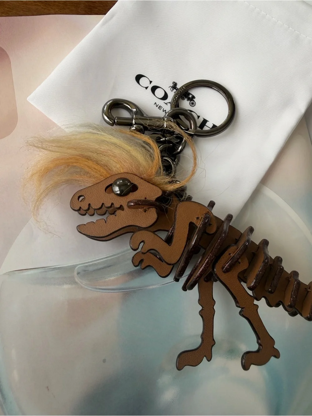 Coach Rexie Leather Bag Charm / keychain new with dust bag& gift box ! Limit ed.